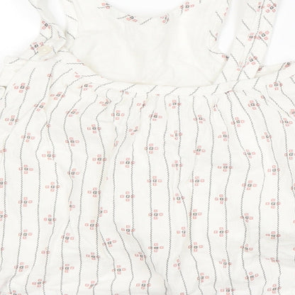 Marks and Spencer Girls White Striped  Pinafore/Dungaree Dress  Size 3-6 Months