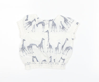 Next Girls White   Basic T-Shirt Size 3-6 Months  - Giraffe Print