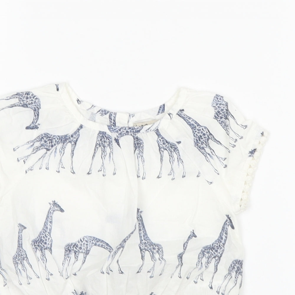 Next Girls White   Basic T-Shirt Size 3-6 Months  - Giraffe Print