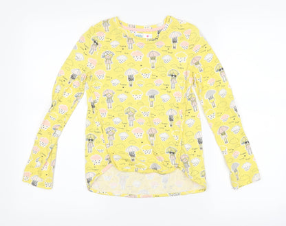 M&Co Girls Yellow   Basic T-Shirt Size 8-9 Years  - rain