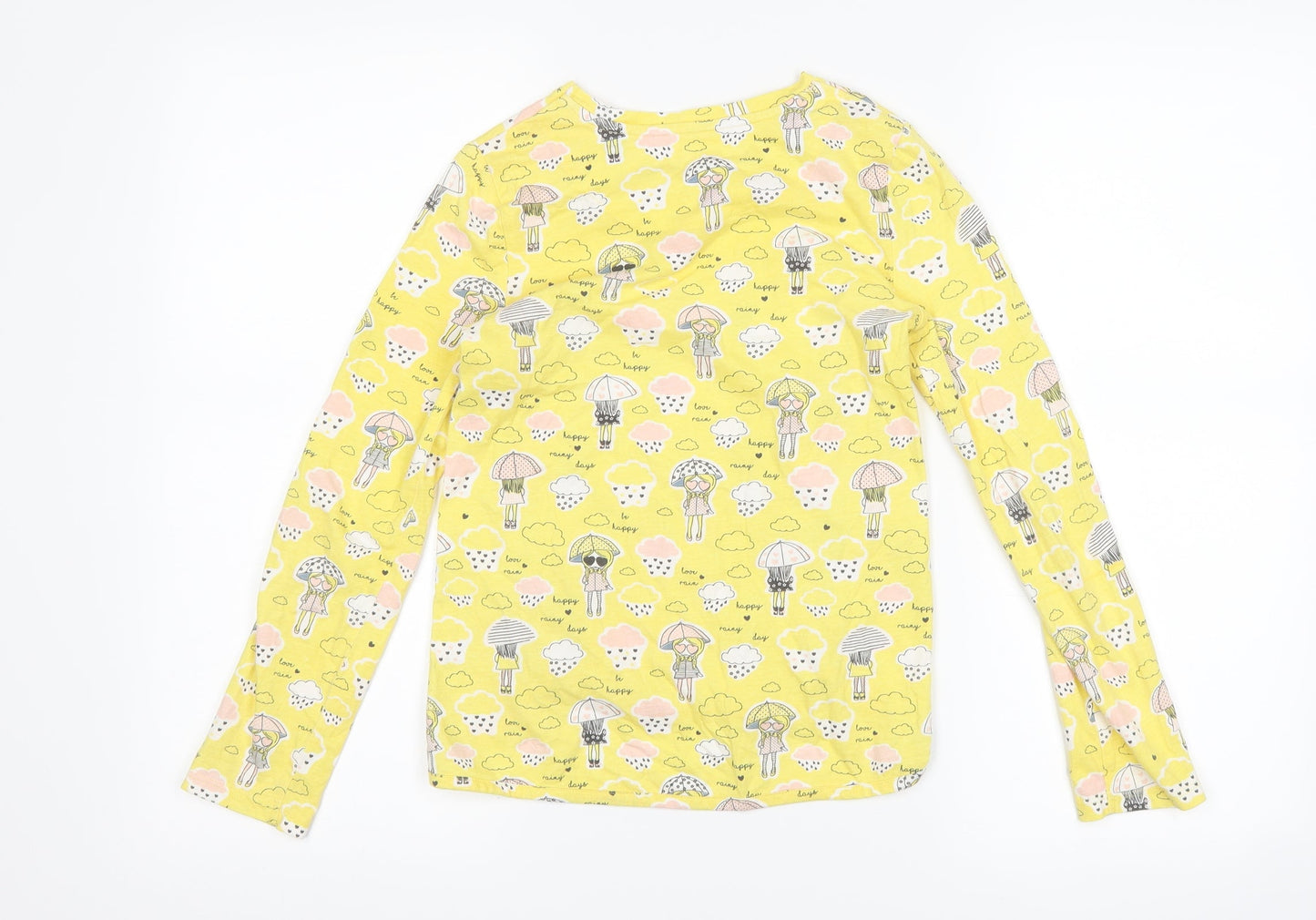 M&Co Girls Yellow   Basic T-Shirt Size 8-9 Years  - rain