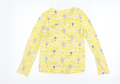 M&Co Girls Yellow   Basic T-Shirt Size 8-9 Years  - rain