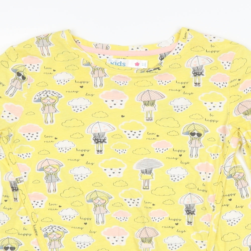 M&Co Girls Yellow   Basic T-Shirt Size 8-9 Years  - rain