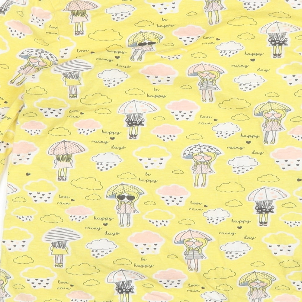 M&Co Girls Yellow   Basic T-Shirt Size 8-9 Years  - rain