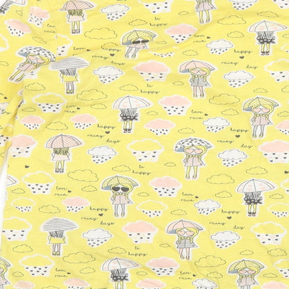 M&Co Girls Yellow   Basic T-Shirt Size 8-9 Years  - rain