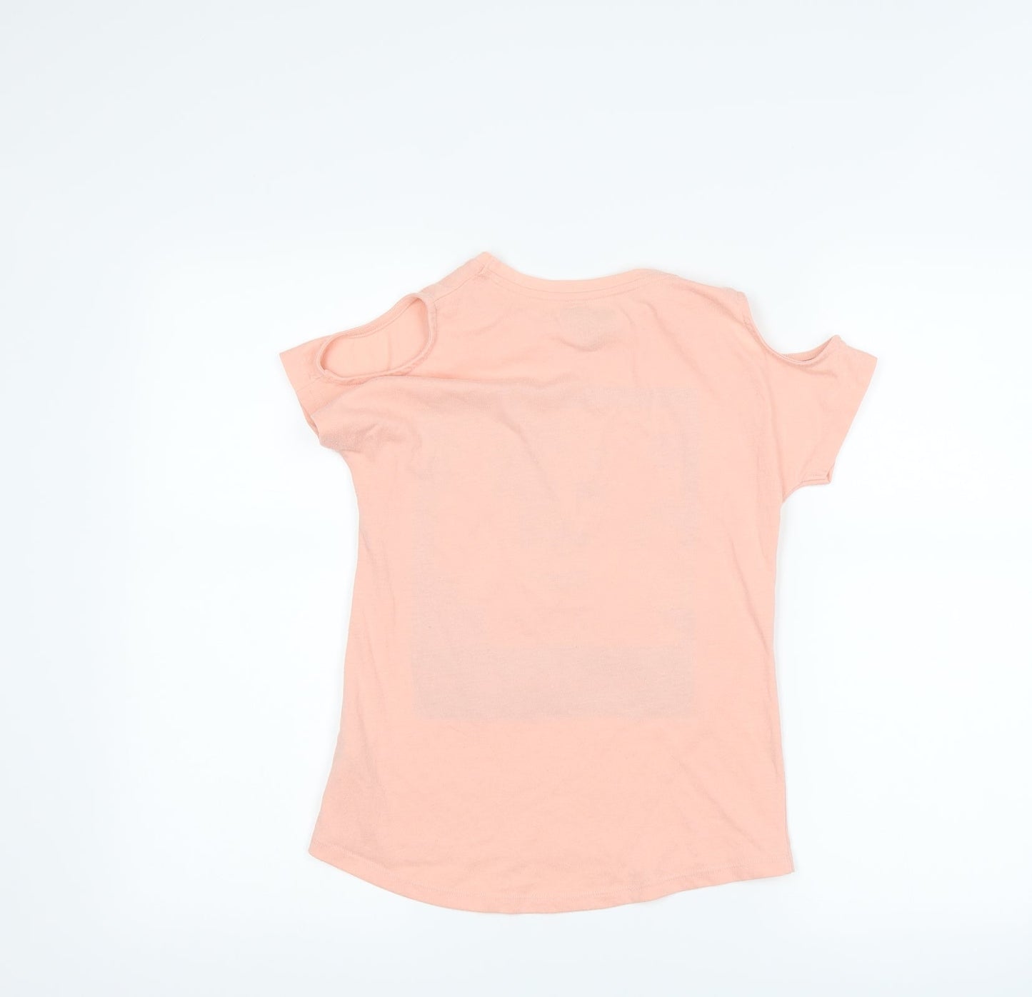 F&F Girls Pink   Basic T-Shirt Size 10-11 Years  - dog cut out shoulder