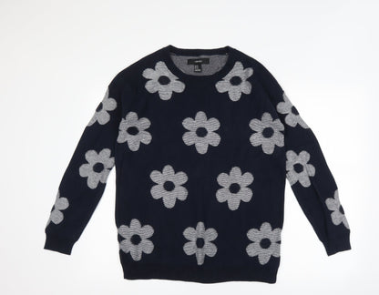 FOREVER 21 Womens Blue Floral  Pullover Jumper Size M