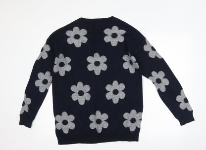 FOREVER 21 Womens Blue Floral  Pullover Jumper Size M