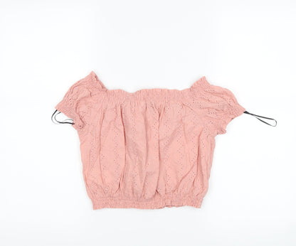 H&M Womens Pink   Cropped T-Shirt Size 8