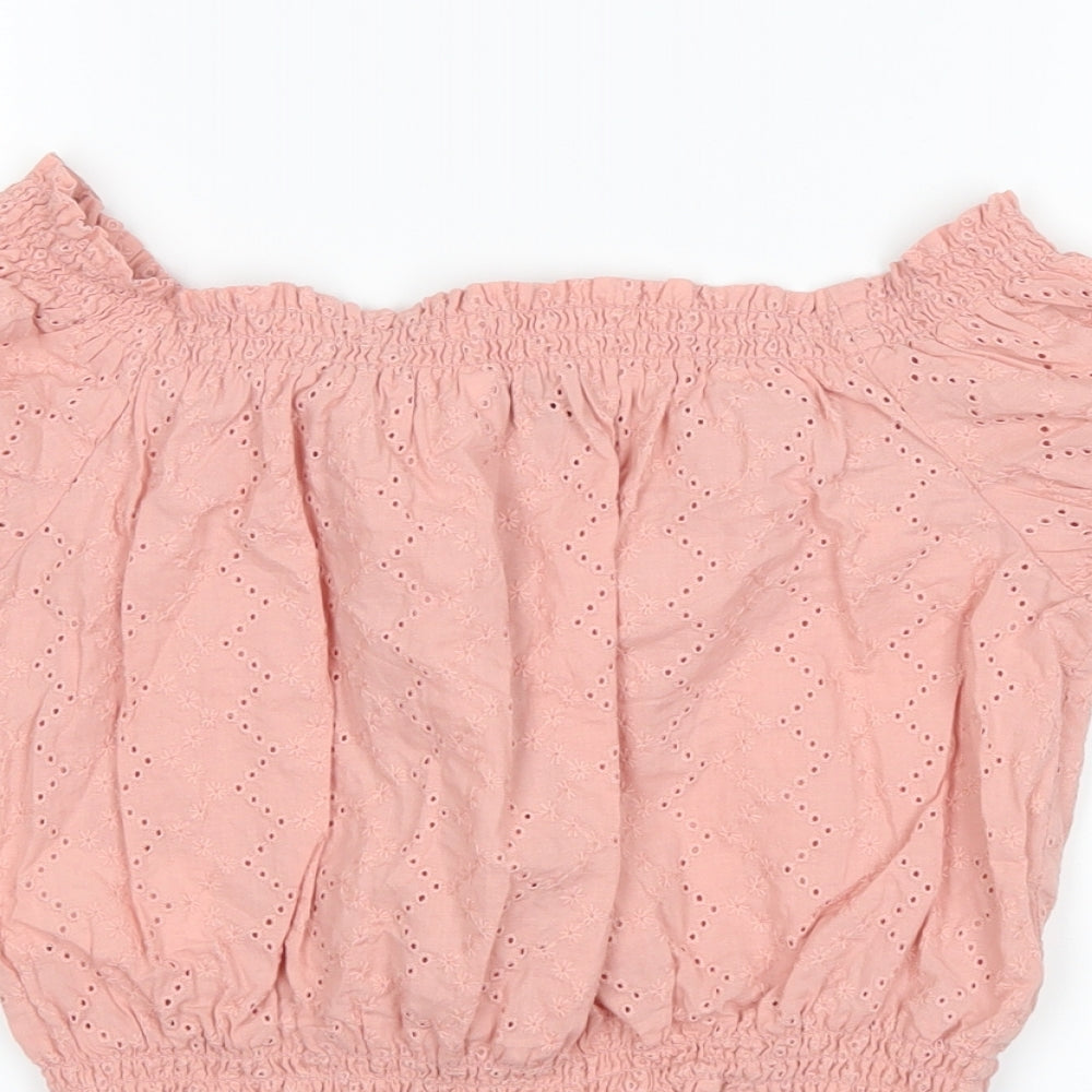 H&M Womens Pink   Cropped T-Shirt Size 8