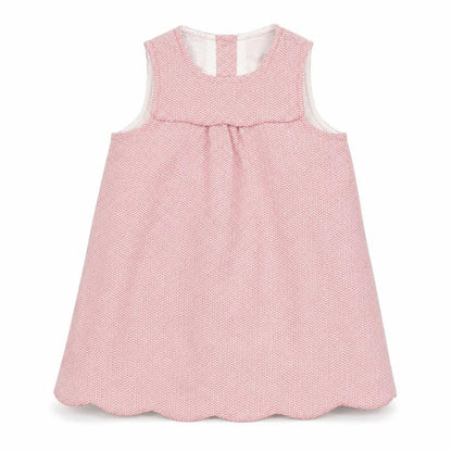 Front view of Mothercare girls’ pink shift, size 6-9, months