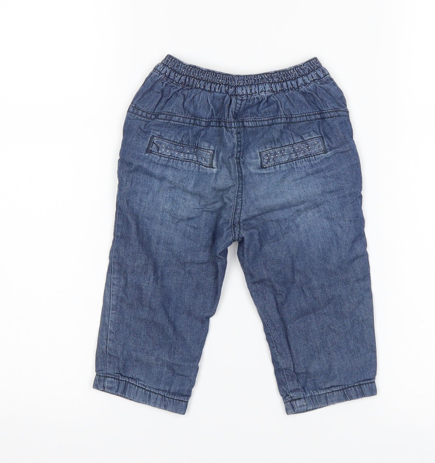 Nutmeg Girls Blue Polka Dot Denim Capri Jeans Size 6-9 Months