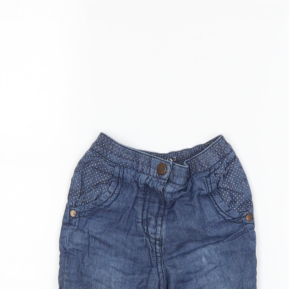 Nutmeg Girls Blue Polka Dot Denim Capri Jeans Size 6-9 Months