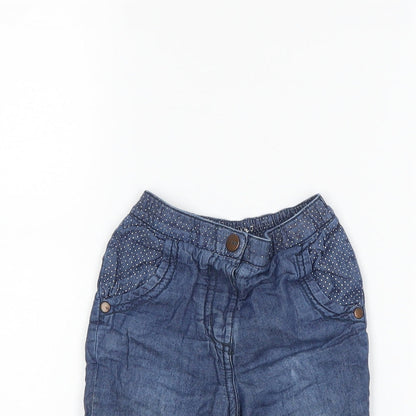 Nutmeg Girls Blue Polka Dot Denim Capri Jeans Size 6-9 Months