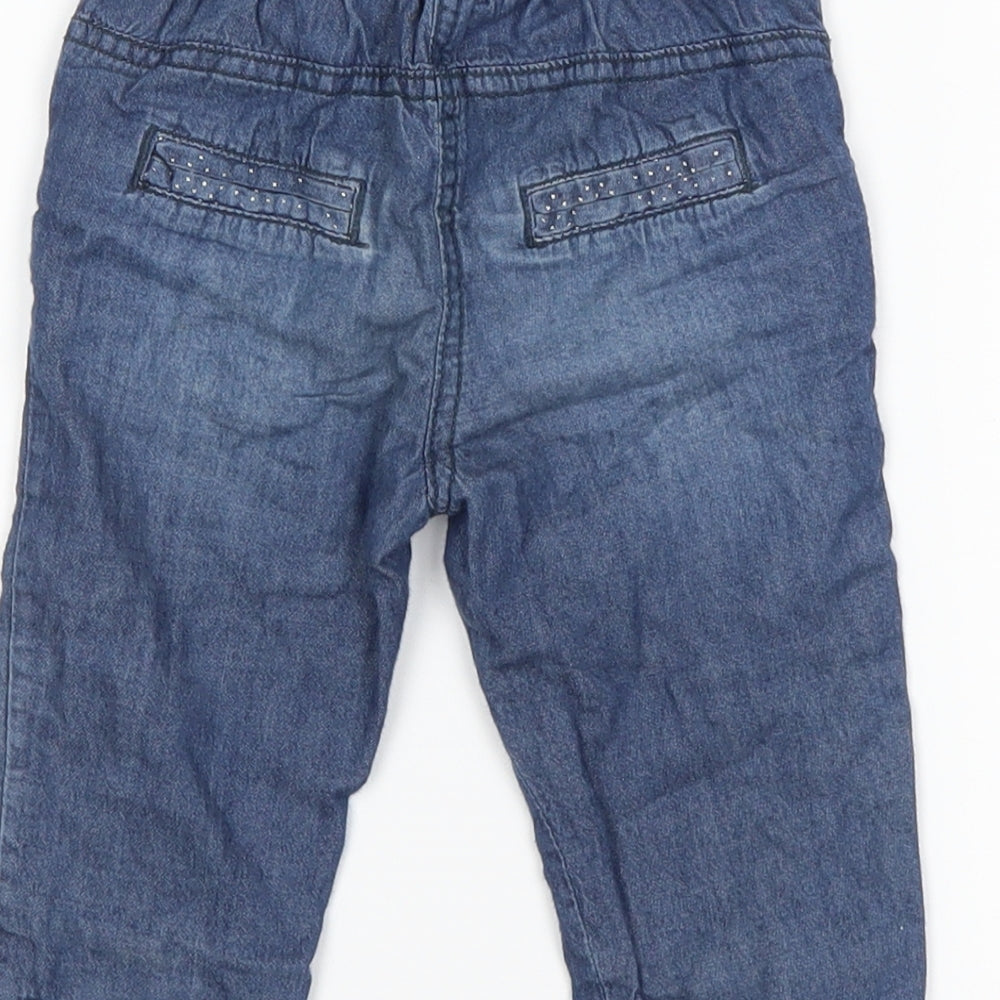 Nutmeg Girls Blue Polka Dot Denim Capri Jeans Size 6-9 Months