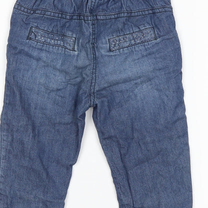 Nutmeg Girls Blue Polka Dot Denim Capri Jeans Size 6-9 Months