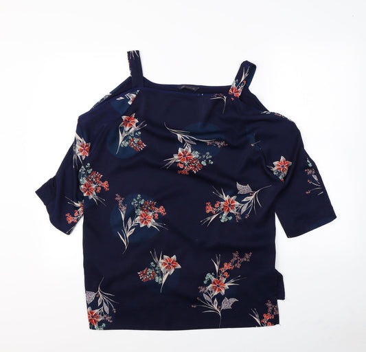 m&S Womens Blue Floral  Basic Blouse Size 14