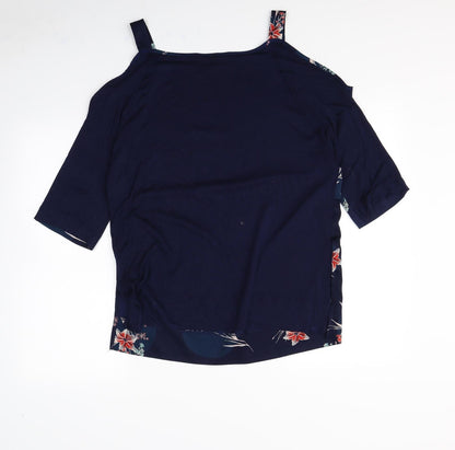 m&S Womens Blue Floral  Basic Blouse Size 14