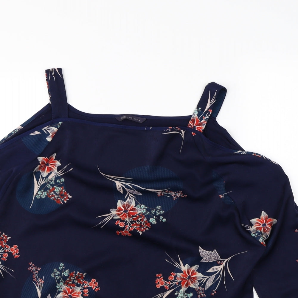 m&S Womens Blue Floral  Basic Blouse Size 14