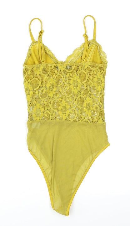 New Look Womens Yellow   Bodysuit One-Piece Size 8