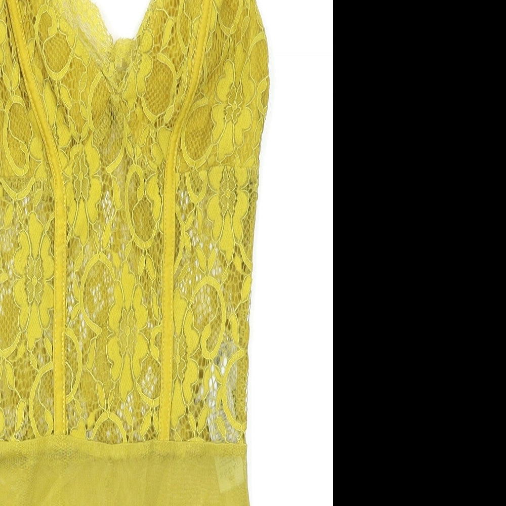 New Look Womens Yellow   Bodysuit One-Piece Size 8
