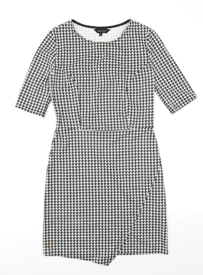 New Look Womens Black Houndstooth  Bodycon  Size 8