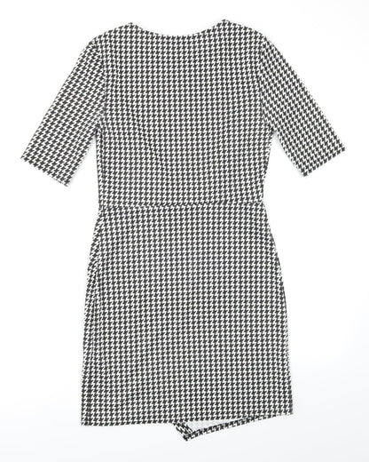 New Look Womens Black Houndstooth  Bodycon  Size 8
