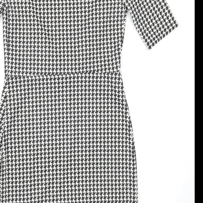New Look Womens Black Houndstooth  Bodycon  Size 8