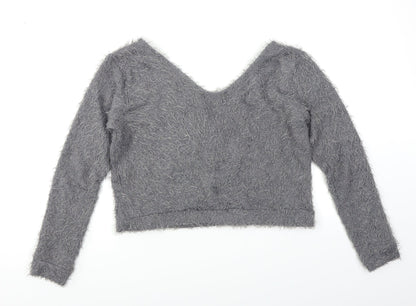 Femme Luxe Womens Grey   Pullover Jumper Size M  - Cropped