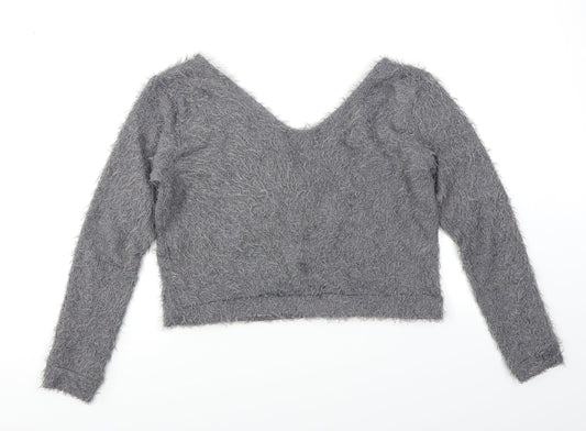Femme Luxe Womens Grey   Pullover Jumper Size M  - Cropped
