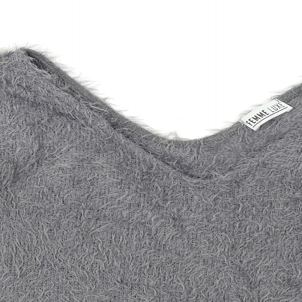 Femme Luxe Womens Grey   Pullover Jumper Size M  - Cropped