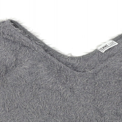 Femme Luxe Womens Grey   Pullover Jumper Size M  - Cropped