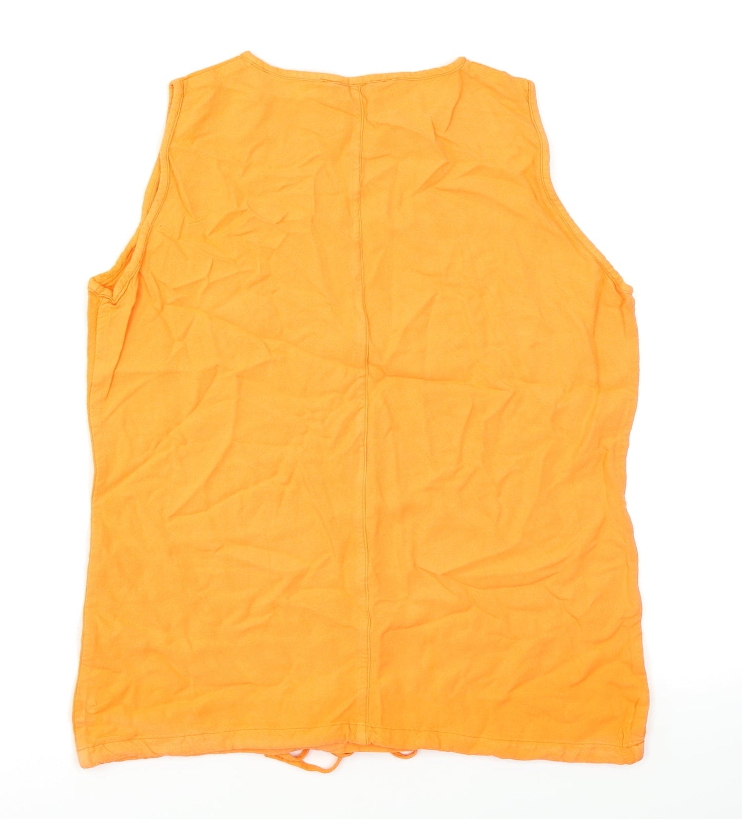 Womens UK Size S Joie de Vivre Orange Basic Tank