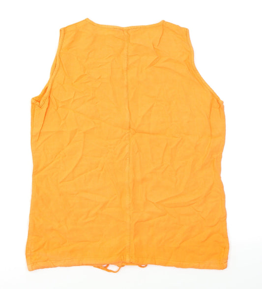 Womens UK Size S Joie de Vivre Orange Basic Tank