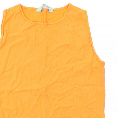 Womens UK Size S Joie de Vivre Orange Basic Tank