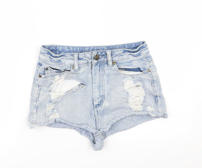 Denim & Co. Womens Blue  Denim Paperbag Shorts Size 8 - Distressed