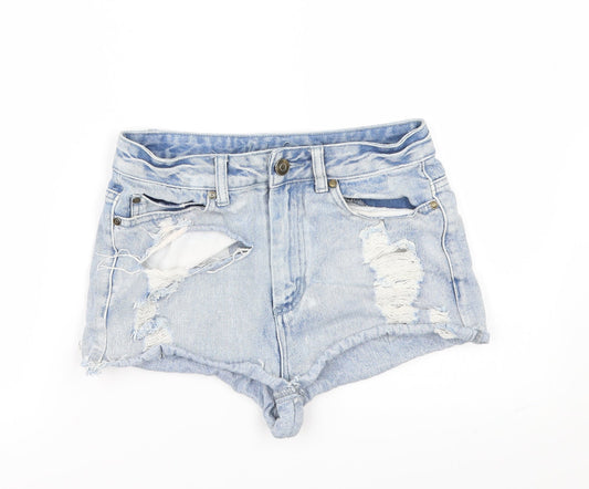 Denim & Co. Womens Blue  Denim Paperbag Shorts Size 8 - Distressed