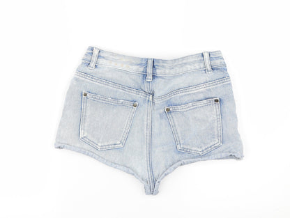 Denim & Co. Womens Blue  Denim Paperbag Shorts Size 8 - Distressed