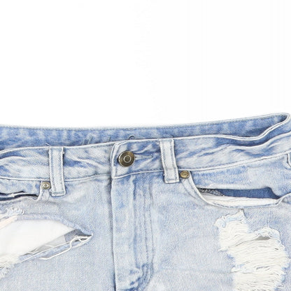 Denim & Co. Womens Blue  Denim Paperbag Shorts Size 8 - Distressed