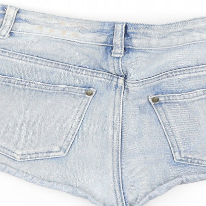 Denim & Co. Womens Blue  Denim Paperbag Shorts Size 8 - Distressed