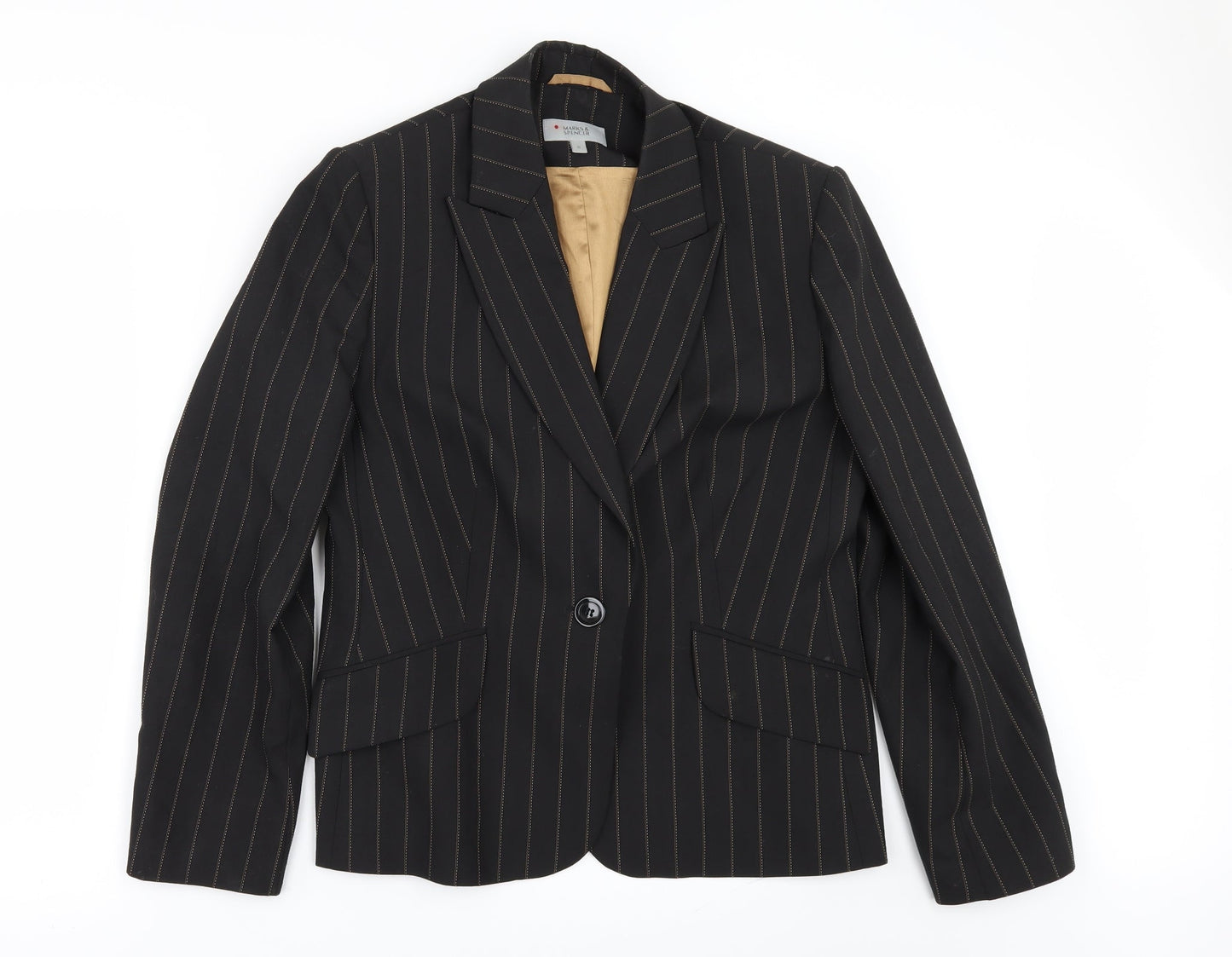 Marks and Spencer Womens Brown Striped  Jacket Suit Jacket Size 16