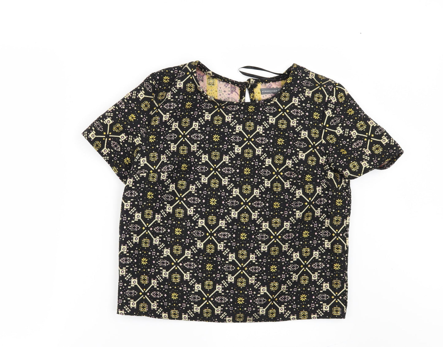 Primark Womens Black Geometric  Tunic Blouse Size 8