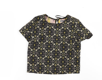 Primark Womens Black Geometric  Tunic Blouse Size 8