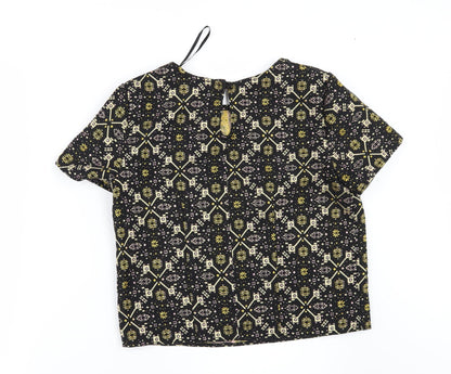 Primark Womens Black Geometric  Tunic Blouse Size 8