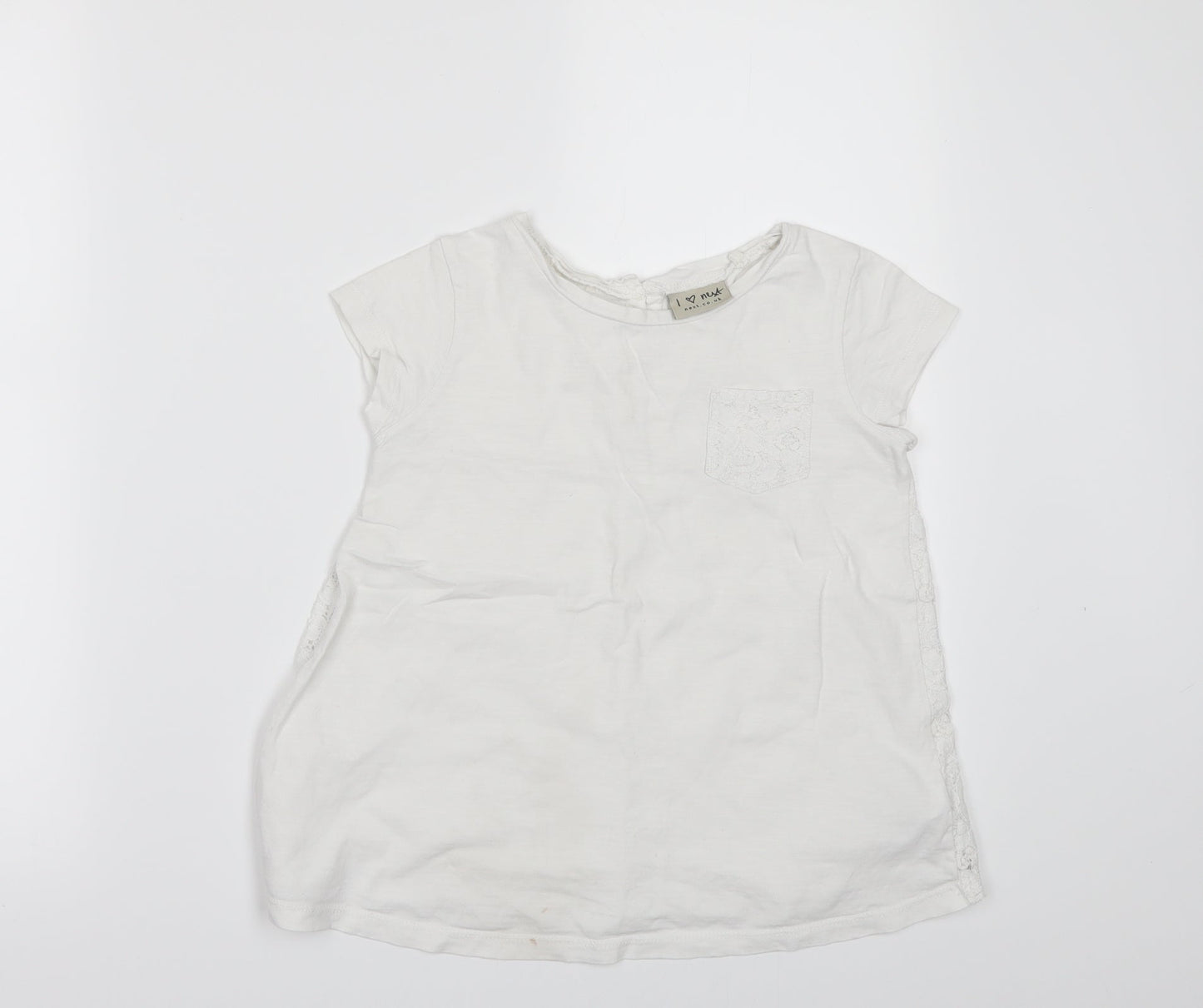 NEXT Girls White   Basic T-Shirt Size 7 Years  - lace back
