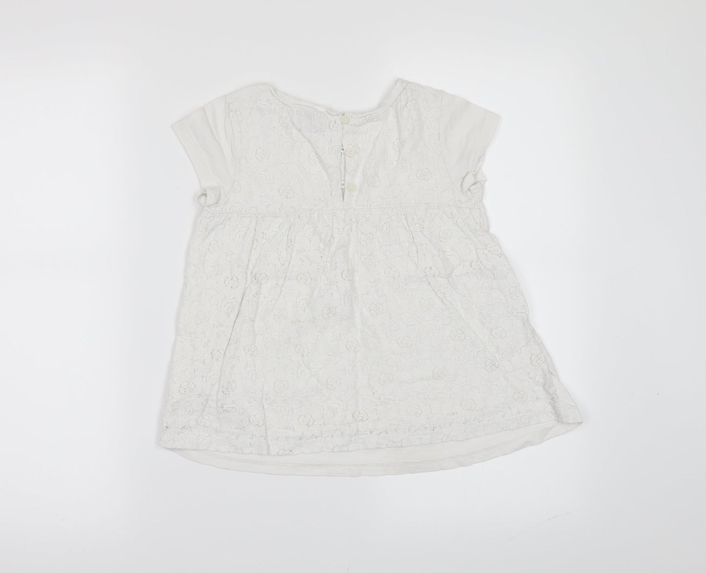 NEXT Girls White   Basic T-Shirt Size 7 Years  - lace back