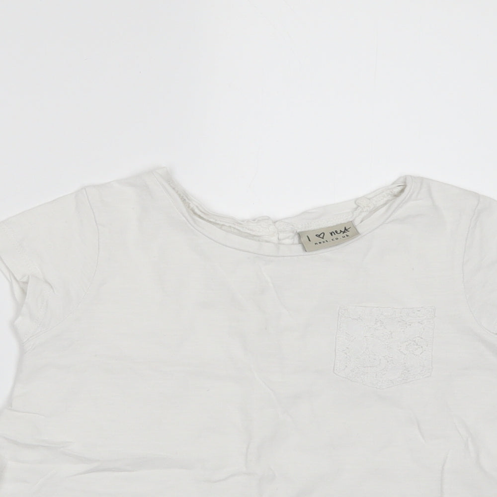 NEXT Girls White   Basic T-Shirt Size 7 Years  - lace back