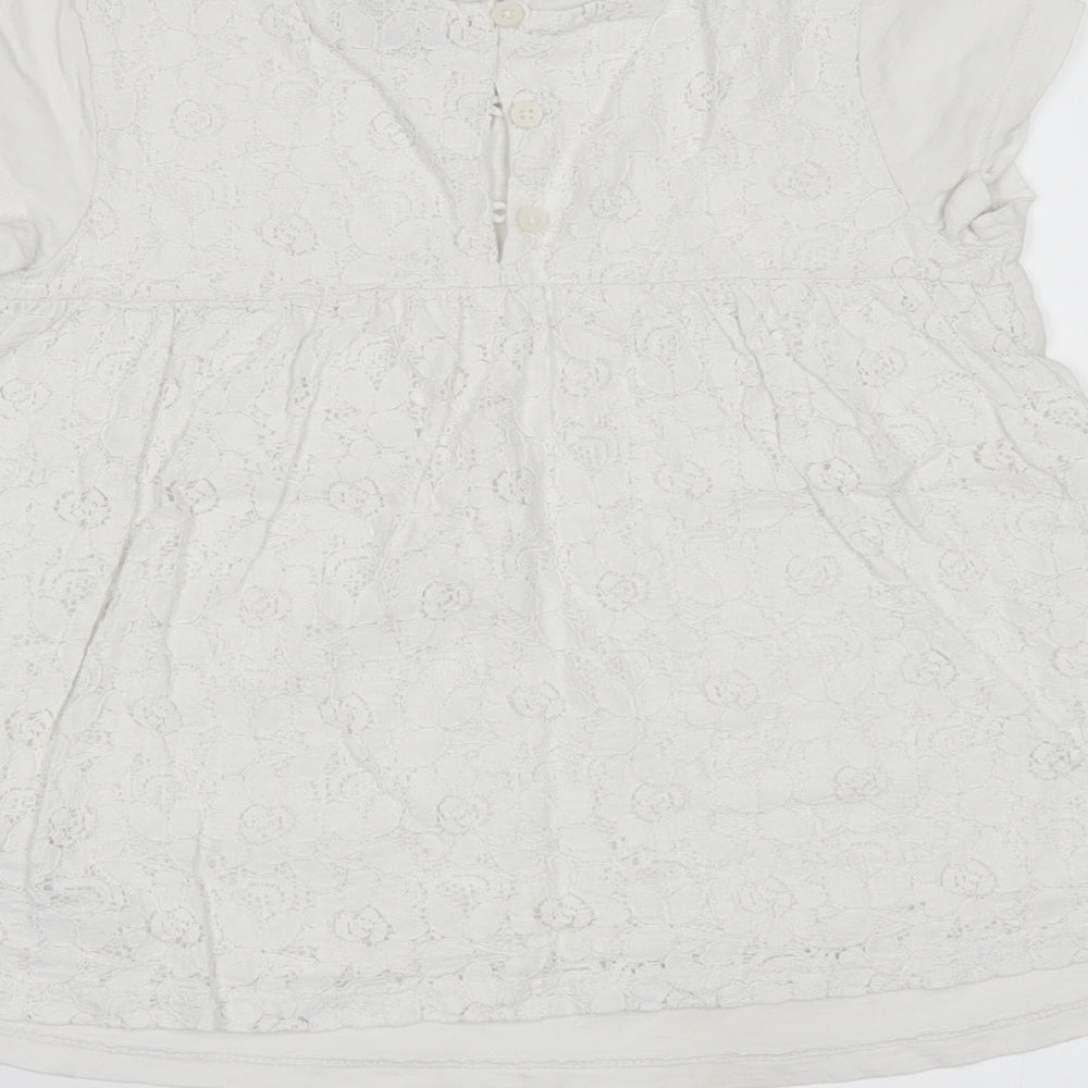 NEXT Girls White   Basic T-Shirt Size 7 Years  - lace back