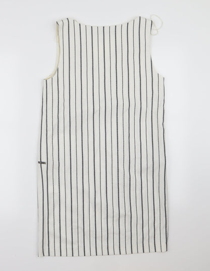 Zara Womens White Striped  Pinafore/Dungaree Dress  Size XS