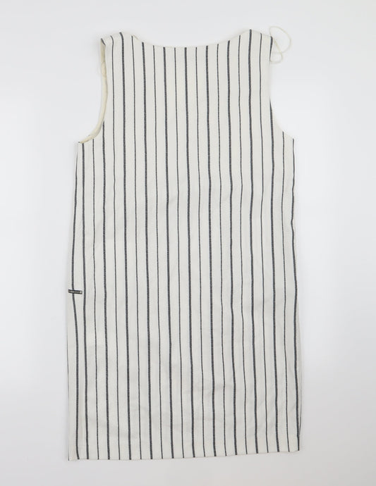 Zara Womens White Striped  Pinafore/Dungaree Dress  Size XS